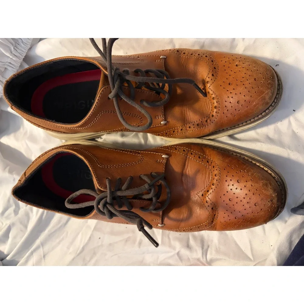 Cole Haan OriginalGrand Wingtip Oxford Tan Leather Mens Shoes C33805 Size 10.5 M